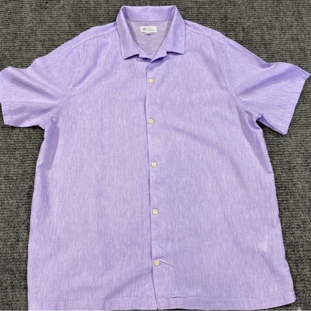 GAP XL Standard Fit Linen Cotton SS Button Down Shirt Lavender (A1/042)